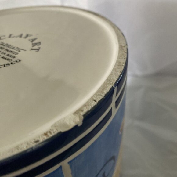 1998 Clay Art Tropical Fish Cookie / Sugar Jar Adriatic Hand Painted South 8.5”​ - Picture 6 of 9